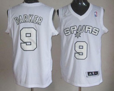 Jerseys Factory Cheap Spurs #9 Tony Parker White Winter On-Court