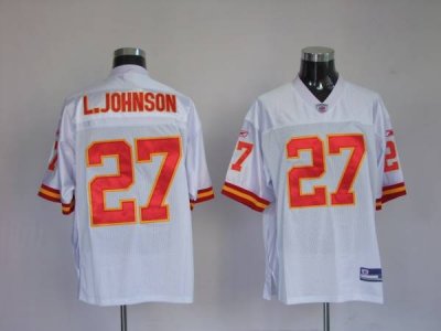 Jerseys Factory Cheap Chiefs #27 Larry Johnson White Stitched NF