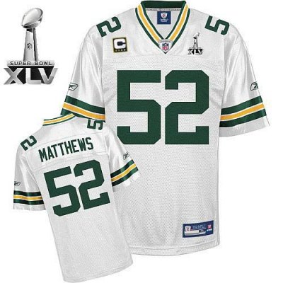 Jerseys Factory Cheap Packers #52 Clay Matthews White With Super