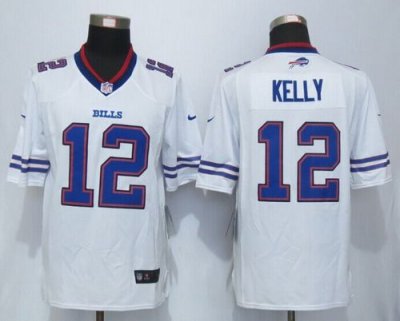Jerseys Factory Cheap Nike Bills #12 Jim Kelly White Men's Stitc