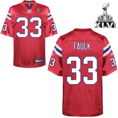 Jerseys Factory Cheap Patriots #33 Kevin Faulk Red Super Bowl XL