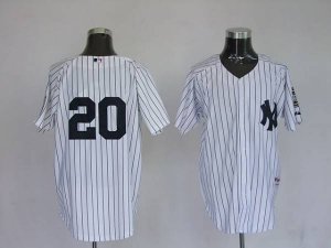Jerseys Factory Cheap Yankees #20 Posada Jorge White Embroidered