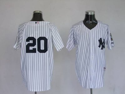 Jerseys Factory Cheap Yankees #20 Posada Jorge White Embroidered