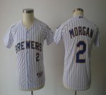 Jerseys Factory Cheap Brewers #2 Nyjer Morgan White(blue stripe)