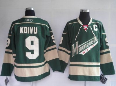 Jerseys Factory Cheap Wild #9 Mikko Koivu Embroidered Green NHL