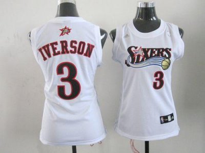 Jerseys Factory Cheap 76ers #3 Allen Iverson White Women's Home