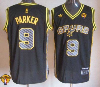 Jerseys Factory Cheap Spurs #9 Tony Parker Black Electricity Fas