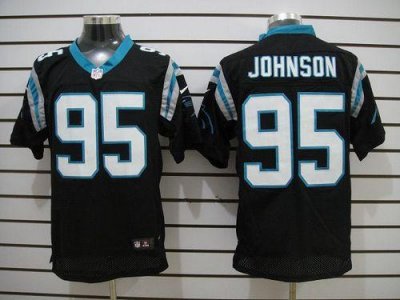 Jerseys Factory Cheap Nike Panthers #95 Charles Johnson Black Te