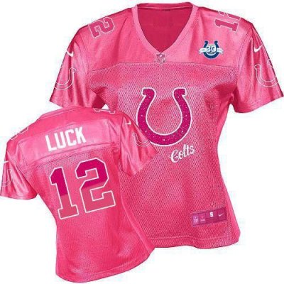 Jerseys Factory Cheap Nike Colts #12 Andrew Luck Pink With 30TH