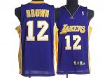 Jerseys Factory Cheap Lakers #12 Shannon Brown Embroidered Purpl