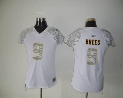 Jerseys Factory Cheap Saints #9 Drew Brees White Women's Zebra F