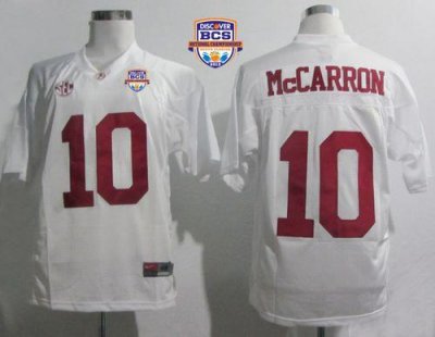 Jerseys Factory Cheap Crimson Tide #10 AJ McCarron White SEC Pat