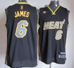 Jerseys Factory Cheap Heat #6 LeBron James Black Electricity Fas