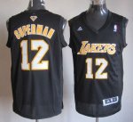 Jerseys Factory Cheap Lakers #12 Dwight Howard Black Supermen Em