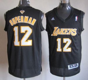 Jerseys Factory Cheap Lakers #12 Dwight Howard Black Supermen Em