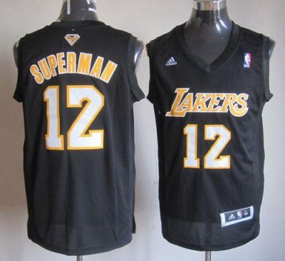 Jerseys Factory Cheap Lakers #12 Dwight Howard Black Supermen Em