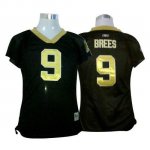 Jerseys Factory Cheap Saints #9 Drew Brees Black Women's Field F