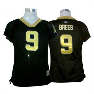Jerseys Factory Cheap Saints #9 Drew Brees Black Women's Field F