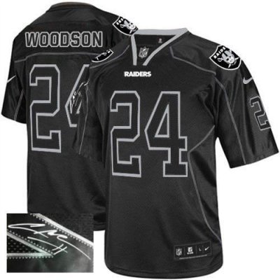 Jerseys Factory Cheap Nike Raiders #24 Charles Woodson Lights Ou