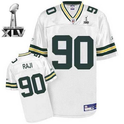 Jerseys Factory Cheap Packers #90 B.J.Raji White Super Bowl XLV