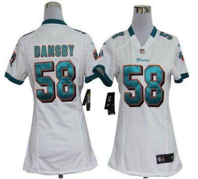 Jerseys Factory Cheap Nike Dolphins #58 Karlos Dansby White Wome