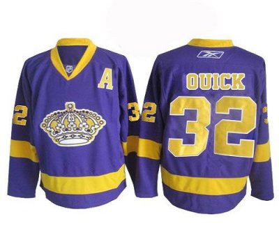 Jerseys Factory Cheap Kings #32 Jonathan Quick Purple Embroidere