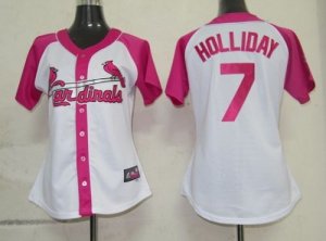 Jerseys Factory Cheap Cardinals #7 Matt Holliday White/Pink Wome