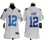 Jerseys Factory Cheap Nike Colts #12 Andrew Luck White Youth Emb