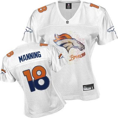 Jerseys Factory Cheap Broncos #18 Peyton Manning White 2011 Wome
