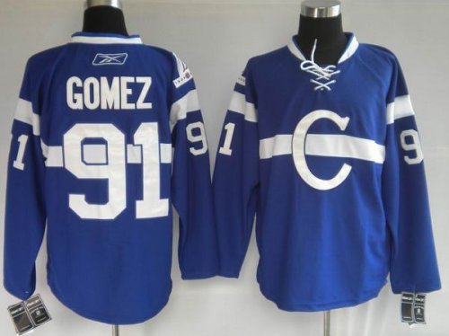 Jerseys Factory Cheap Canadiens #91 Scott Gomez Embroidered Blue