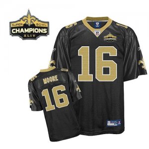 Jerseys Factory Cheap Saints #16 Lance Moore Black Super Bowl XL