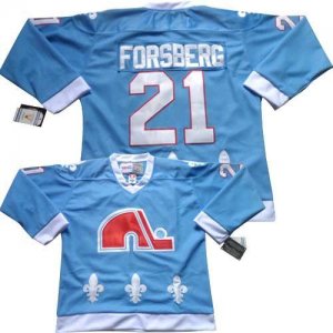 Jerseys Factory Cheap Nordiques #21 Peter Forsberg Light Blue CC