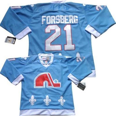 Jerseys Factory Cheap Nordiques #21 Peter Forsberg Light Blue CC