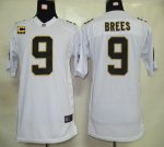 Jerseys Factory Cheap Nike Saints #9 Drew Brees White With C Pat