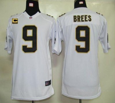 Jerseys Factory Cheap Nike Saints #9 Drew Brees White With C Pat