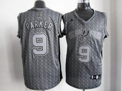 Jerseys Factory Cheap Spurs #9 Tony Parker Grey Static Fashion S