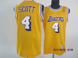 Jerseys Factory Cheap Lakers #4 Byron Scott Embroidered Yellow T