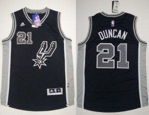 Jerseys Factory Cheap Spurs #21 Tim Duncan Black New Road Stitch