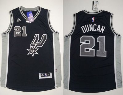 Jerseys Factory Cheap Spurs #21 Tim Duncan Black New Road Stitch