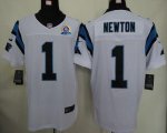 Jerseys Factory Cheap Nike Panthers #1 Cam Newton White With Hal
