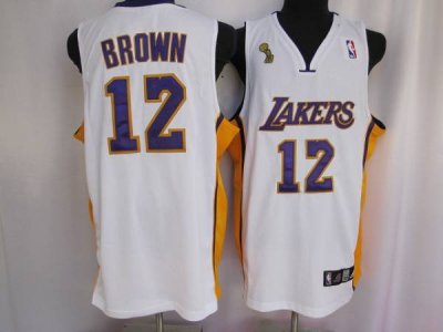 Jerseys Factory Cheap Lakers #12 Shannon Brown Stitched White Ch