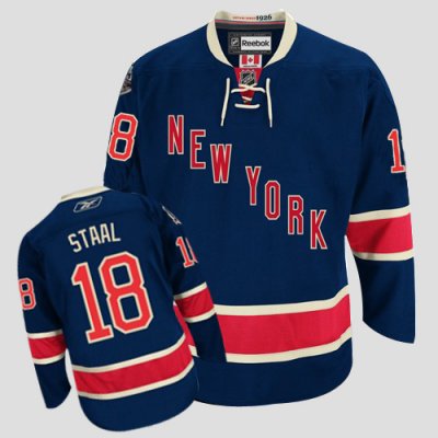 Jerseys Factory Cheap Rangers #18 Marc Staal Embroidered Dark Bl