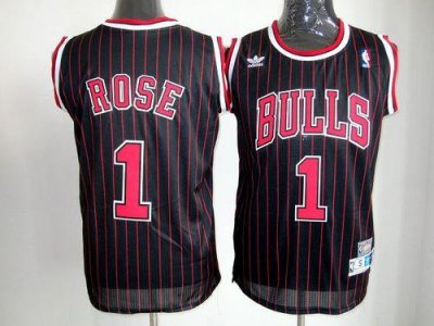 Jerseys Factory Cheap Bulls #1 Derrick Rose Black With Red Strip