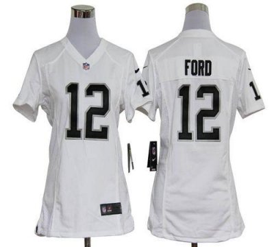 Jerseys Factory Cheap Nike Raiders #12 Jacoby Ford White Women's