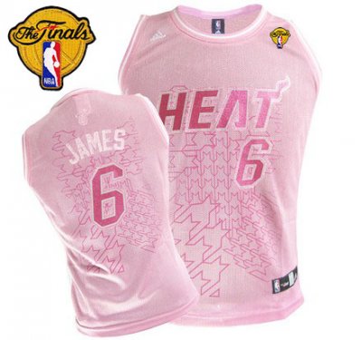 Jerseys Factory Cheap Heat #6 LeBron James Finals Patch Pink Wom
