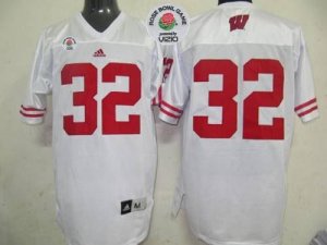 Jerseys Factory Cheap Badgers #32 White Rose Bowl Game Embroider