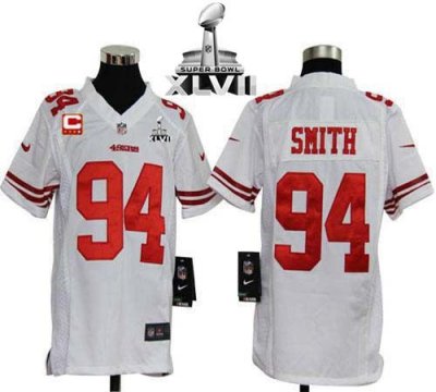 Jerseys Factory Cheap Nike 49ers #94 Justin Smith White With C P
