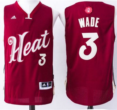 Jerseys Factory Cheap Heat #3 Dwyane Wade Red 2015-2016 Christma