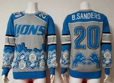 Jerseys Factory Cheap Nike Lions #20 Barry Sanders Blue/Grey Men