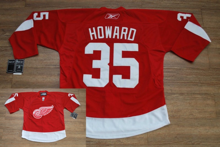 Jerseys Factory Cheap Red Wings 35# Hdward Embroidered Red NHL J - Click Image to Close